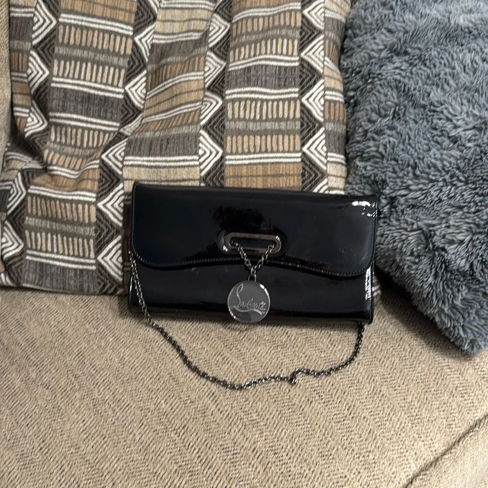 Christian Louboutin Riviera Black Patent Leather Clutch
